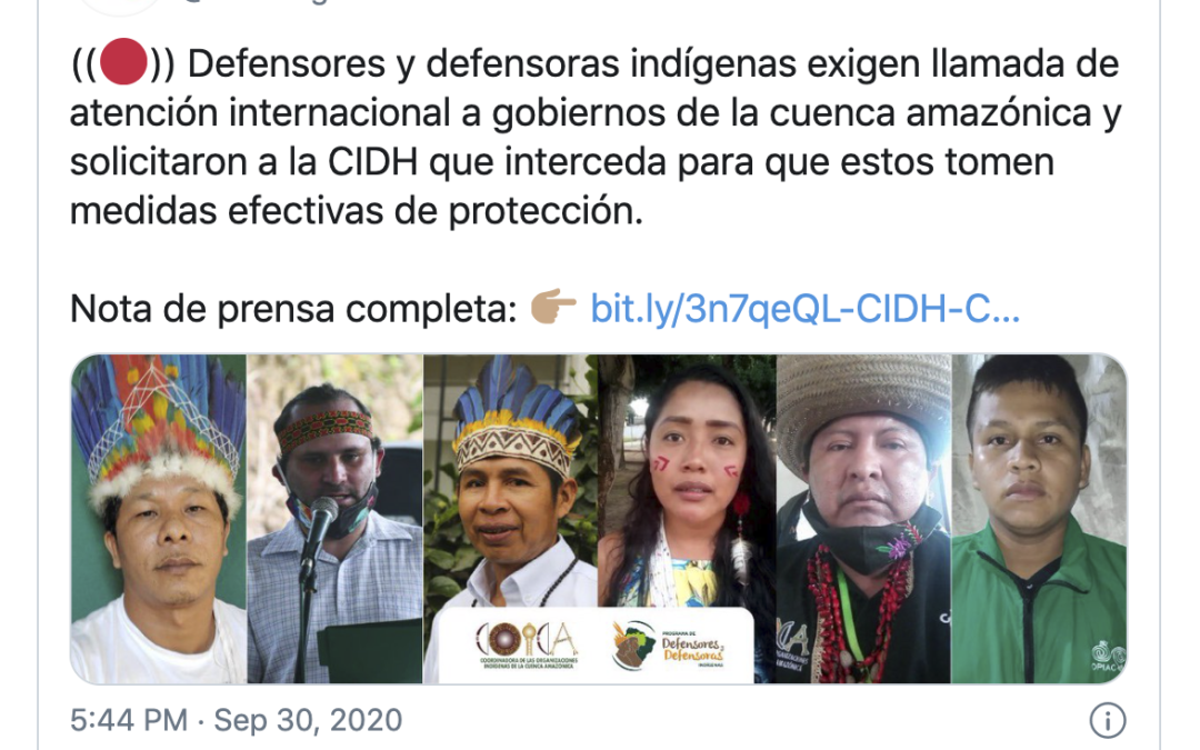 Indígenas de Brasil, Bolivia, Colombia, Ecuador y Perú piden intervención de CIDH